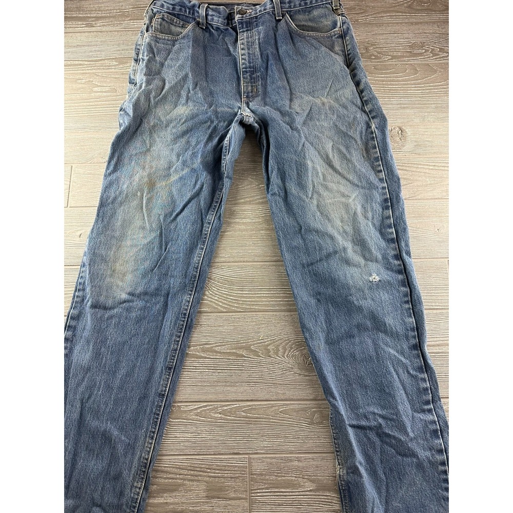 Carhartt FR Mens Flame Resistant Straight Leg Blue Denim Work Jeans Size 38x32